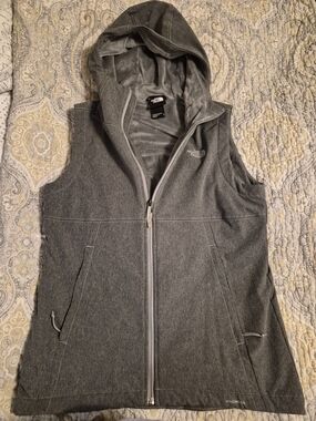 The North Face Gray Hooded Fleece Vest